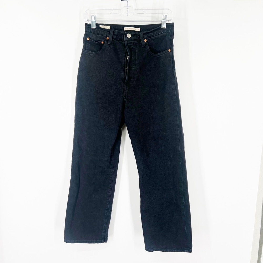 Levi’s Ribcage Straight Ankle Jeans Button Fly Black